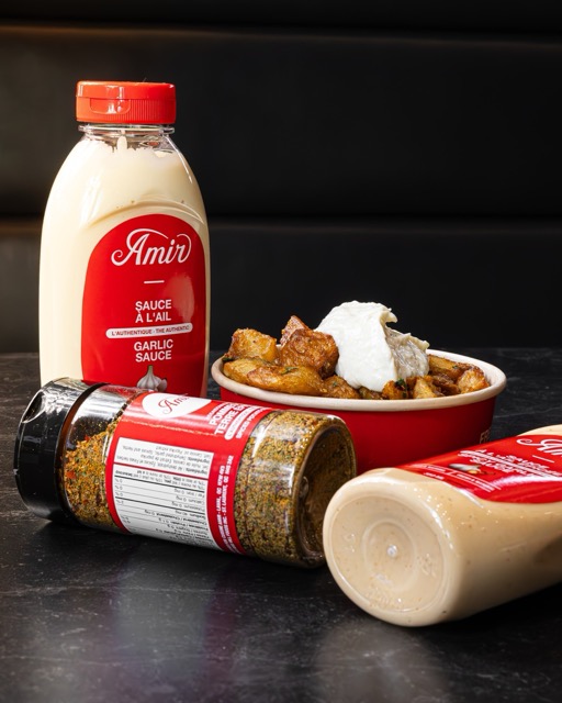 Amir food photography showing a shawarma sandwich.